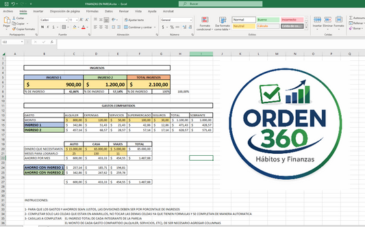 Plantilla de Finanzas Compartidas en Pareja